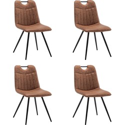 Eetkamerstoelen set van 4 - Leon - Microvezel - Cognac