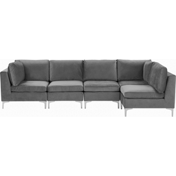 Beliani EVJA - Modulaire Sofa-Grijs-Fluweel