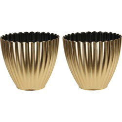 Othmar Plantenpot/bloempot - 2x - binnen - kunststof - goud - D16 x H13 cm - Plantenpotten