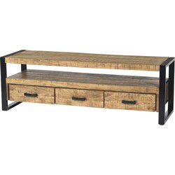 Livingfurn - TV Meubel Nairobi 150cm - Mangohout / Gecoat Staal