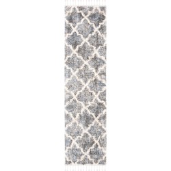 Safavieh Moroccan Shaggy Indoor Woven Area Rug, Berber Fringe Shag Collection, BFG627, in Grey & Cream, 61 X 244 cm