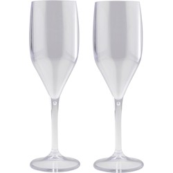 Set van 2x stuks champagneglazen/prosecco flutes transparant 150 ml van onbreekbaar kunststof - Champagneglazen