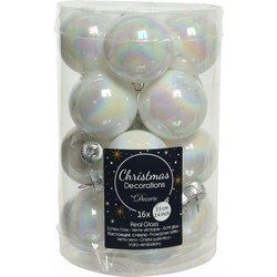 Kerstballen glas dia. 3,5 cm white/iris