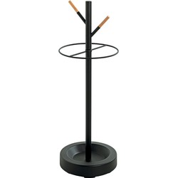 Paraplubak van beukenhout en zwart metaal - H73 cm