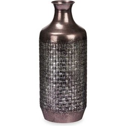 Giftdecor Bloemenvaas Antique Roman - zilver/brons - metaal - D16 x H42 cm - Vazen