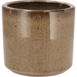 DK Design Bloempot model Brown Glaze - taupe - D15 x H17 cm - glanzend - Plantenpotten