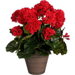 Mica Decorations Geranium Kunstplant - 27x27x41 cm - Polyester - Rood