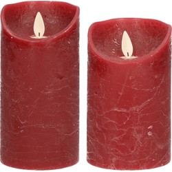 Set van 2x stuks Bordeaux rood Led kaarsen met bewegende vlam - LED kaarsen