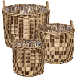 Beliani PENDULA - Plantenbak voor buiten-Natuurlijk-PE rotan