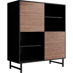 Meubella Dressoir Prince - Zwart - Eiken - 100 cm