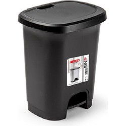 Plasticforte Pedaalemmer - 8L - zwart - kunststof - 25 x 21 x 30 cm - Pedaalemmers