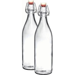 2x Limonadeflessen/waterflessen transparant 1 liter rond - Weckpotten