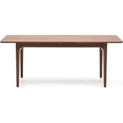 Kave Home - Uitschuifbare tafel Elan van notenfineer en massief notenhout 200 (260) x 100 cm FSC Mix C