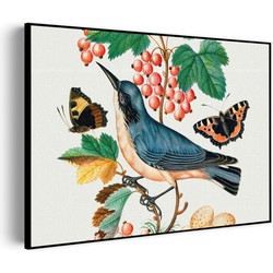 Muurwerken Akoestisch Schilderij - Prent Natuur Vogel en Bloemen 10 - Geluidsdempend Wandpaneel - Wanddecoratie - Geluidsisolatie - PRO (AW 0.90) XL (120x86)