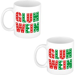 4x stuks gluhwein kerstmok / kerstbeker wit 300 ml - Bekers