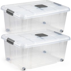 3x Opslagbakken/organizers met deksel 36 liter 59 cm transparant - Opbergbox