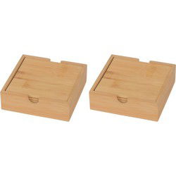 Bamboe houten glazen onderzetters - 8x stuks - vierkant - 10x10 cm - Glazenonderzetters