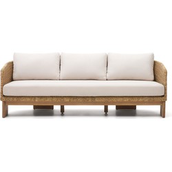 Kave Home - 3-zitsbank Xoriguer van synthetisch rotan en FSC 100% massief eucalyptushout 223 cm