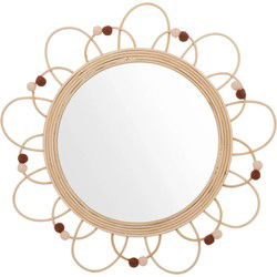 Atmosphera Wandspiegel - bloem - rotan - D38 cm - bohemian/boho spiegel - Spiegels