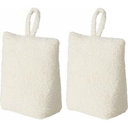 Boltze deurstopper - 2x - 1 kilo - creme wit - pluche - 20 x 10 cm - Deurstoppers