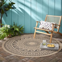 Summit Indoor & Outdoor Beige / Zwart Rond VLOERKLEED