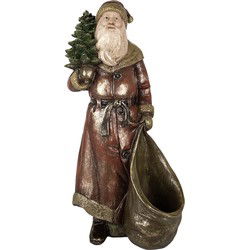 Clayre & Eef Kerstdecoratie Beeld Kerstman Rood Kunststof