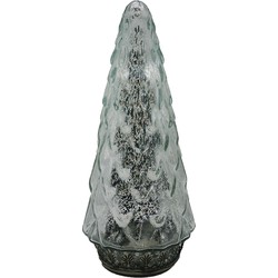 Clayre & Eef Kerstdecoratie met LED-verlichting Kerstboom Ø 11x24 cm Zilverkleurig Glas