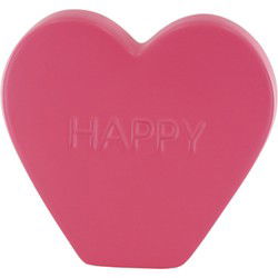 Ornament- Candy Heart 'HAPPY'- Neon Pink- 13x4x11,5cm