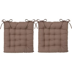 Atmosphera Stoelkussen - 2x - taupe - katoen - 38 x 6 cm - zitkussen - tuinstoelkussens