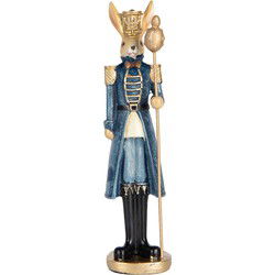 Clayre & Eef Decoratie Beeld Konijn Beige Blauw Kunststof