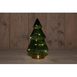 B.O.T. Tree Glass 15X28,5 cm Green With Golden Base 10Led - Anna's Collection