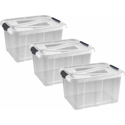 8x Stuks kunststof stapelbare opbergbakken 30 liter 49 x 39 x 26 cm - Opbergbox