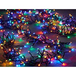 Set van 2x stuks clusterverlichting met timer 768 lampjes gekleurd 4,5 m - Kerstverlichting kerstboom