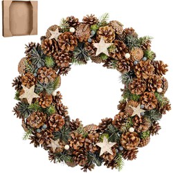 House of Seasons Kerstversiering Wreath - 50x50x10 cm - Dennenappel - Bruin