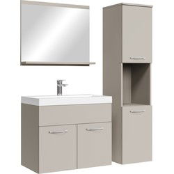 Badplaats Badkamermeubel Set Montreal 60 x 35 cm - Beige - Badmeubel met spiegel en zijkast