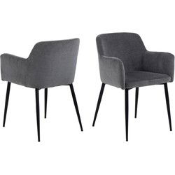 Eetkamerstoel - Donkergrijs - Zithoogte 47,5cm - Jaska - Set van 2