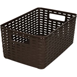 Plasticforte Opbergmand - Kastmand - rotan kunststof - donkerbruin - 6 Liter - 19 x 29 x 13 cm - Opbergmanden