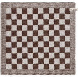 Knit Factory Keukendoek Block - Ecru/Chocolate - 50x50 cm