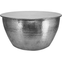 WOMO-DESIGN salontafel, Ø 60x30,5 cm, zilver, gemaakt van gehamerd aluminium legering