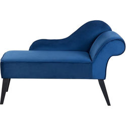 Beliani BIARRITZ - Chaise longue-Blauw-Fluweel