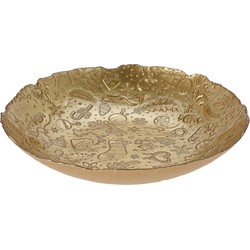 Glazen decoratie schaal/fruitschaal goud rond D40 x H7 cm - Fruitschalen