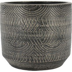 Floran Bloempot Loule - grijs - relief - 23 x 21 cm - Plantenpotten