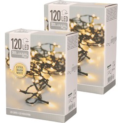 Set van 2x stuks kerstverlichting extra warm wit buiten 120 lampjes 900 cm - Kerstverlichting kerstboom