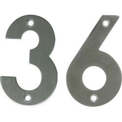AMIG Huisnummer 36 - massief Inox RVS - 10cm - incl. bijpassende schroeven - zilver - Huisnummers