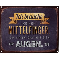 Clayre & Eef Tekstbord  25x20 cm Grijs Ijzer Ich brauche keine Wandbord