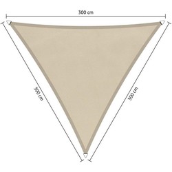 Compleet pakket: Shadow Comfort waterafstotend, driehoek 3x3x3m Island White met bevestigingsset en buitendoekreiniger