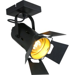 Mexlite - spot - Carree - zwart - metaal - opbouwspot - E27 - 7996ZW