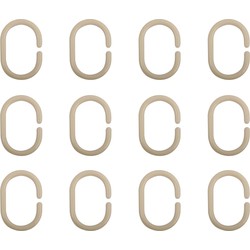 MSV Douchegordijn ophang ringen - kunststof - beige - 24x - 4 x 6 cm - Douchegordijnen