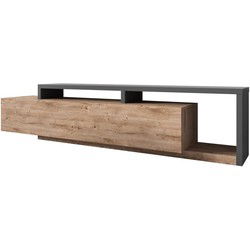Meubella - TV-Meubel Bello - Eiken - Antraciet - 219 cm