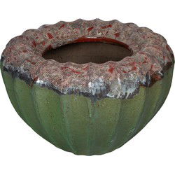 PTMD Jinah Bloempot - H48 x Ø70 cm - Keramiek - Groen